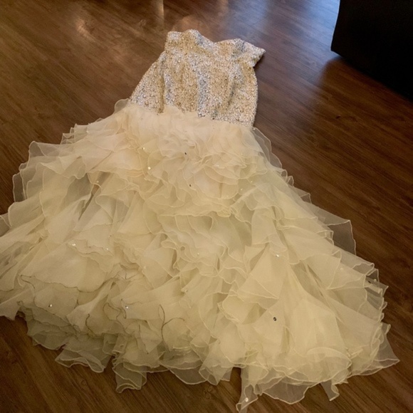 SOLD Champagne Iridescent Sequin Wedding Dress - Picture 5 of 8